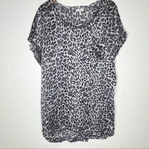 Joie Silk Animal Print Gray/Black Tunic Dress Sz M